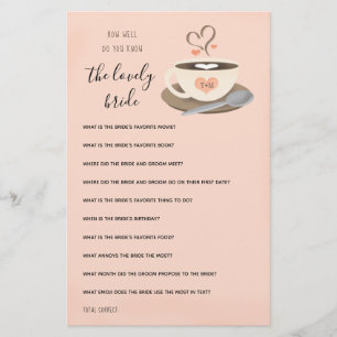 Papier Connaissez-vous bien le jeu de la mariée de café