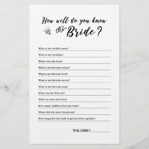 Papier Connaissez-Vous Bien Le Jeu De Mariée ?