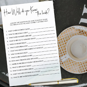 Papier Connaissez-vous bien le jeu Quiz Fête des mariées