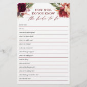 Papier Connaissez-Vous Bien L'Épouse Pour Être Fête des m (Devant)