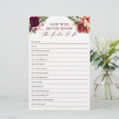 Papier Connaissez-Vous Bien L'Épouse Pour Être Fête des m (Debout devant)