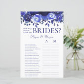 Papier Connaissez-Vous Bien Les Mariées Blue Floral LGBTQ (Debout devant)
