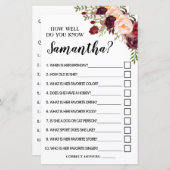 Papier Connaissez-vous bien mariée anglais espagnol jeu (Devant / Derrière)