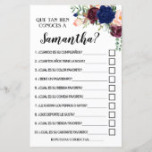 Papier Connaissez-vous bien mariée anglais espagnol jeu (Dos)