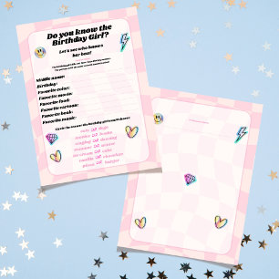 Papier Connaissez-vous le jeu de fête de fille d'annivers