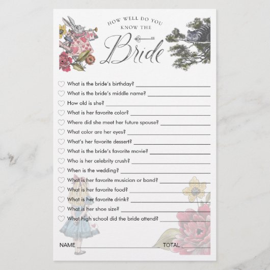 Papier Connaissez-vous l'épouse Alice au pays des merveil (Devant)