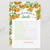 Papier Connaissez-vous l'épouse - Orange (Devant / Derrière)