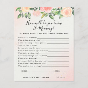 Papier Connaître la Maman   Jeu de Baby Shower