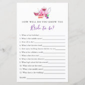 Papier connaître la mariée Fête des mariées Jeu Tea Party (Devant)