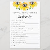 Papier connaître la mariée Fête des mariées Jeu tournesol (Devant)