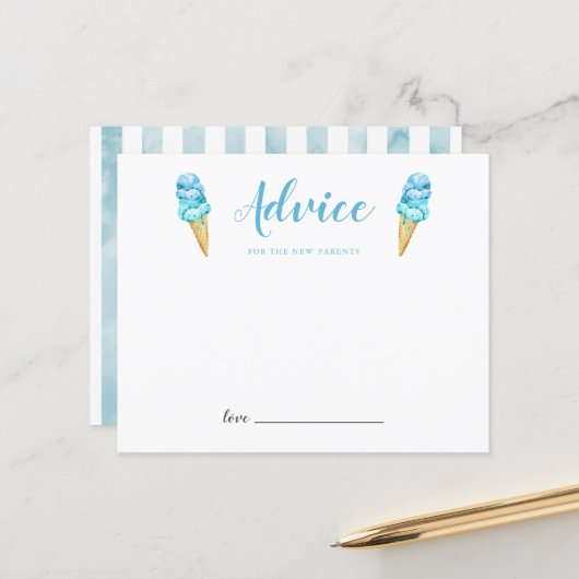 Papier Conseil à la crème glacée bleue pour les nouveaux  (Devant/Arrière en situation)