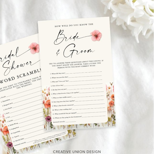 Papier Conseil à la Fête des mariées Tea Party et jeu (Double Sided Bridal Shower Game)