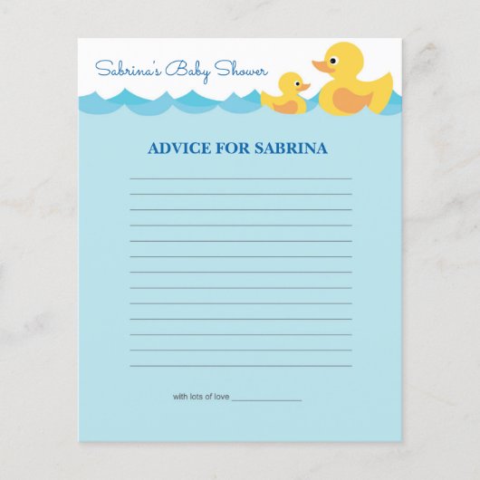 Papier Conseil à maman pour être en caoutchouc Canard Bab (Devant)