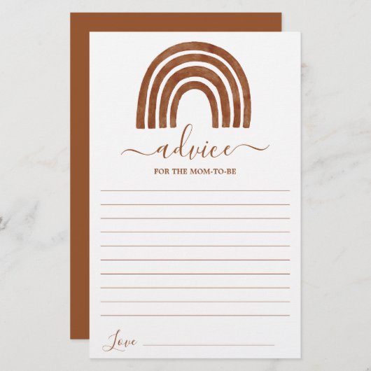 Papier Conseil Arc-en-ciel en terre cuite pour la maman à (Devant / Derrière)
