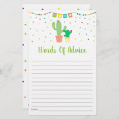 Papier Conseil Baby shower Fiesta Cactus coloré (Devant / Derrière)