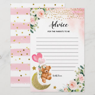 Papier Conseil Baby shower Rose Bearly Pour Parents Jeux