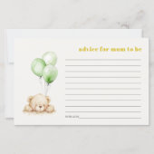 Papier Conseil Ballotte Ours Vert Pour Maman Baby shower (Devant)