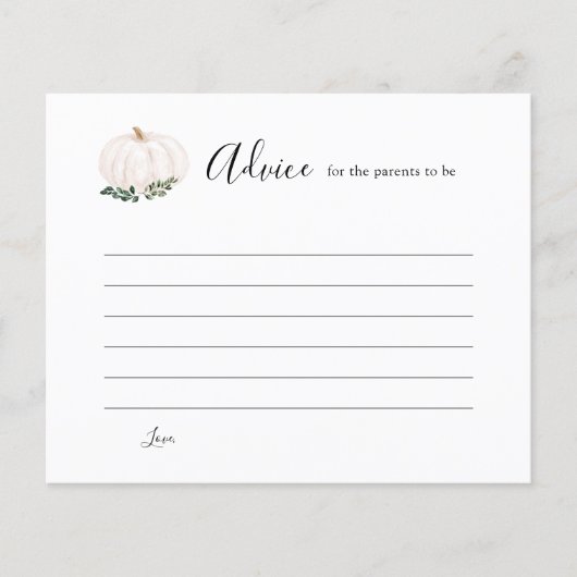 Papier Conseil Bébé Citrouille Blanc Pour Les Parents À Ê (Devant)