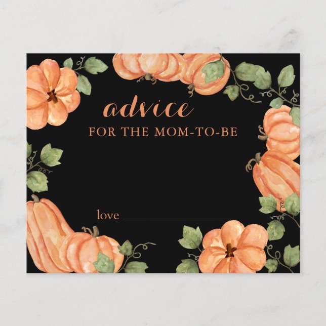 Papier Conseil de Baby shower Citrouille Chic Black Fall (Devant)