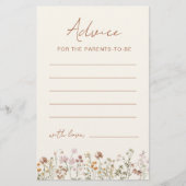 Papier Conseil de Baby shower fleur sauvage Parents à êtr (Devant)