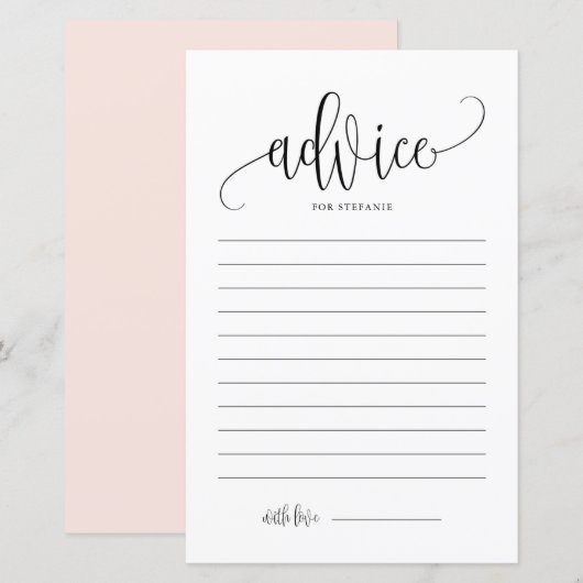 Papier Conseil de Fête des mariées de script noir pour la (Devant / Derrière)