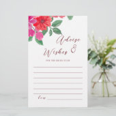 Papier Conseil de Fête des mariées florale Fuchsia (Debout devant)