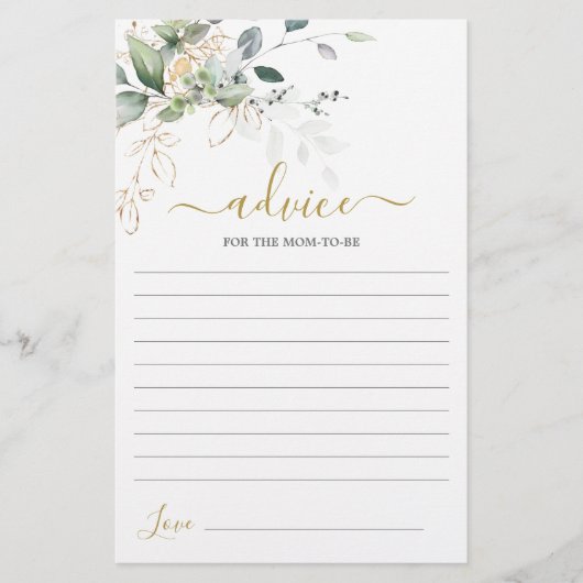 Papier Conseil de verdure simple pour la maman à être car (Devant)