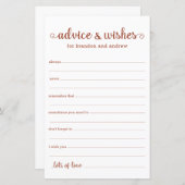 Papier Conseil et souhaits des Mariages de Terracotta mod (Devant / Derrière)