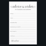 Papier Conseil et souhaits des Mariages gris moderne<br><div class="desc">Ces feuilles simples, grises et blanches, modernes, minimes, manuscrites LGBTQ Conseils & Voeux sont parfaites pour avoir à votre douche nuptiale, dîner de répétition ou mariage pour les invités à remplir pour le couple heureux. Les gens vont adorer avoir les invites - ils rendent si facile de laisser des mots...</div>