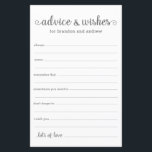 Papier Conseil et souhaits des Mariages gris moderne<br><div class="desc">Ces feuilles simples, grises et blanches, modernes, minimes, manuscrites LGBTQ Conseils & Voeux sont parfaites pour avoir à votre douche nuptiale, dîner de répétition ou mariage pour les invités à remplir pour le couple heureux. Les gens vont adorer avoir les invites - ils rendent si facile de laisser des mots...</div>