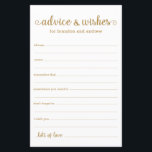 Papier Conseil et souhaits du Mariage Gold LGBTQ<br><div class="desc">Ces draps simples, dorés et blancs, modernes, minimes, écrits à la main LGBTQ Conseils & Voeux sont parfaits pour avoir à votre douche nuptiale, dîner de répétition ou mariage pour les invités à remplir pour le couple heureux. Les gens vont adorer avoir les invites - ils rendent si facile de...</div>