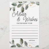 Papier Conseil et souhaits Fête des mariées de verdure Je (Devant)