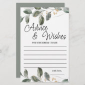 Papier Conseil et souhaits Fête des mariées de verdure Je (Devant / Derrière)
