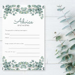Papier Conseil Fête des mariées Eucalyptus verdure<br><div class="desc">La future mariée adorera lire les conseils des autres femmes qui vont à la douche nuptiale. Passez ces cartes de conseils à la douche et les participants partageront leurs paroles de sagesse. Dans un joli vert et blanc avec des sprays d'eucalyptus feuilles en haut et en bas.</div>