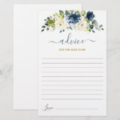 Papier Conseil floral bleu de la marine pour la maman d'ê (Devant / Derrière)