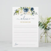 Papier Conseil floral bleu de la marine pour la maman d'ê (Debout devant)