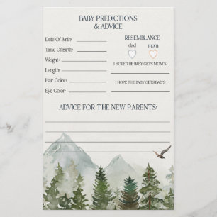 Papier conseil forêt bois pour le jeu de baby shower