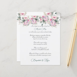 Papier Conseil mariage Bien Souhaite Pies Roses