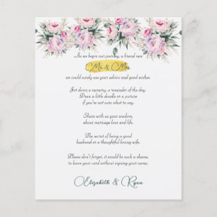 Papier Conseil mariage Bien Souhaits Pies rose et Or