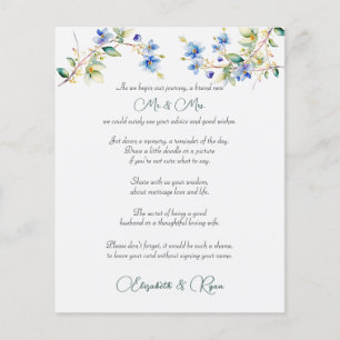 Papier Conseil mariage Bonne volonté Aquarelle Bleu