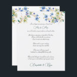 Papier Conseil mariage Bonne volonté Aquarelle Bleu<br><div class="desc">Des conseils mariages et des feuilles de papier de bienvenue pour vos invités décorés de beaux fleurs sauvages bleus. Quelle belle façon de se souvenir de votre journée spéciale.</div>
