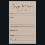 Papier Conseil mariage et souhaite espagnol<br><div class="desc">Ces feuilles de papier simple, noir et kraft, moderne, minimaliste, manuscrite Espagnol Conseils & Voeux/Consejos y Deseos sont parfaites pour avoir une douche nuptiale, un dîner de répétition ou des invités mariages à remplir pour le couple heureux. Les gens vont adorer avoir les invites - ils rendent si facile de...</div>