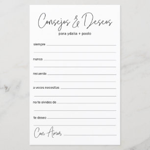 Papier Conseil mariage et souhaite espagnol