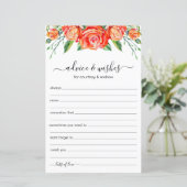 Papier Conseil mariage et souhaits Coral Floral (Debout devant)