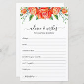 Papier Conseil mariage et souhaits Coral Floral (Devant / Derrière)