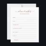 Papier Conseil mariage et souhaits Terracotta<br><div class="desc">Ces draps simples, en terre cuite et blanc, modernes, minimes, manuscrits Conseils & Voisins sont parfaits pour avoir une douche nuptiale, un dîner de répétition ou des invités mariages remplissent pour le couple heureux. Les gens vont adorer avoir les invites - ils rendent si facile de laisser des mots d'amour...</div>