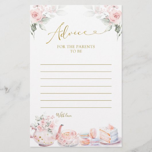 Papier Conseil pour la fête du thé de bébé rose floral po (Devant)