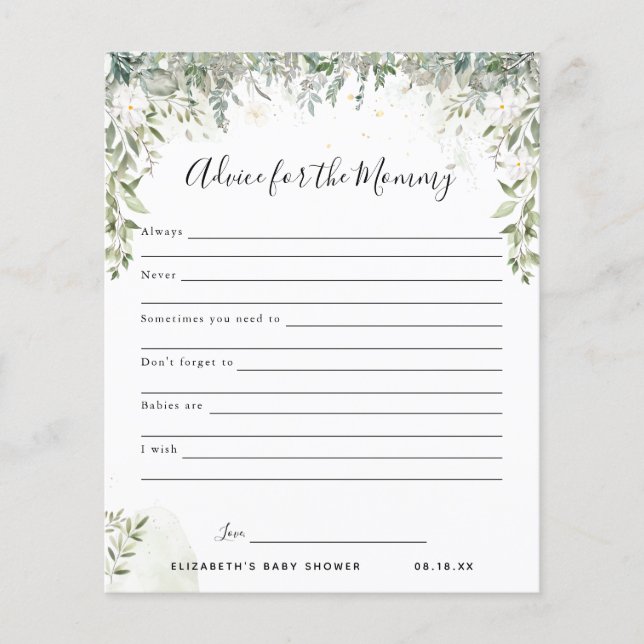 Papier Conseil pour la maman | Jeu Baby shower (Devant)