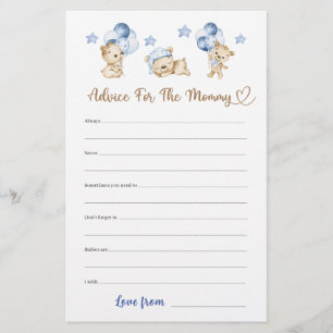 Papier Conseil Pour Le Baby shower Garçon Mommy Teddy Bea