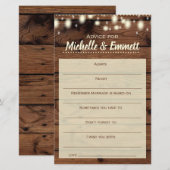 Papier Conseil pour le jeu de douche rustique de mariée e (Devant / Derrière)